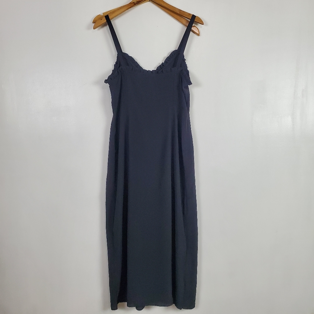 Topshop NWT black Ruffle button down slip dress US 8 - Picture 2 of 6